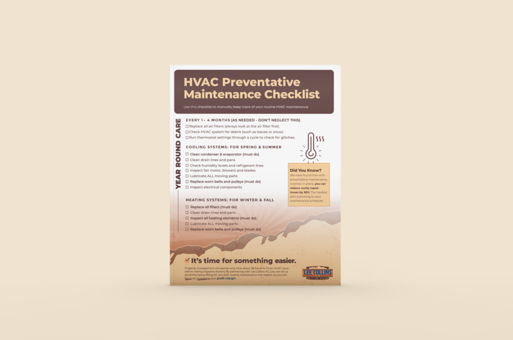Property Management HVAC Services 2 A Property Management brochure for HVAC preventive maintenance checklist.